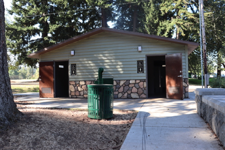 Accessible restroom is located by the playground and main entrance –  drinking fountain is located at the restroom